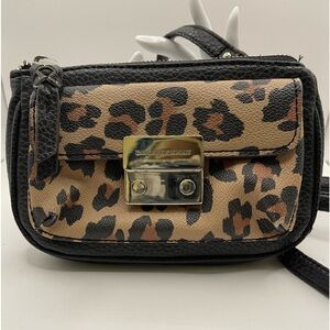 DANA BUCHMAN SMALL CROSSBODY PURSE  Leopard Print, Good Condition 7” X 5”
